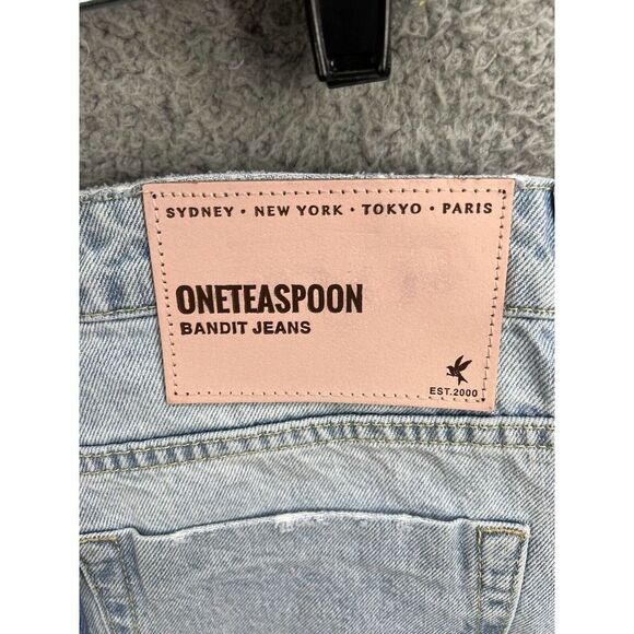 Free People BEST BLUE LACED BANDITS RELAXED JEANS Size 27 New - Picture 8 of 10